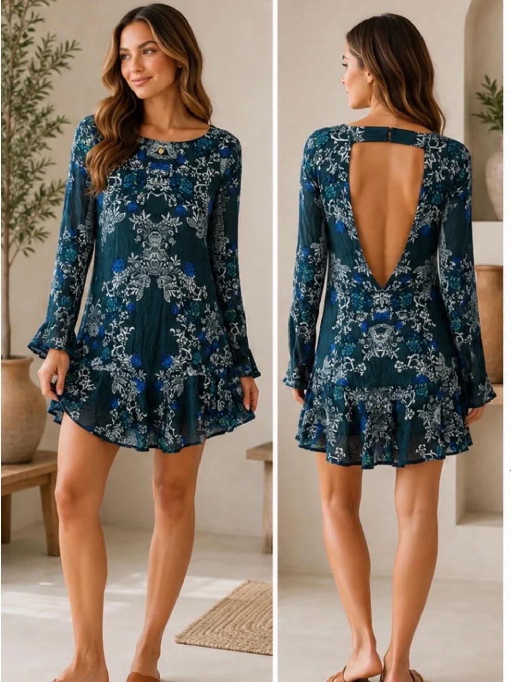 Free People Floral Swing Dress 🩵 🌊